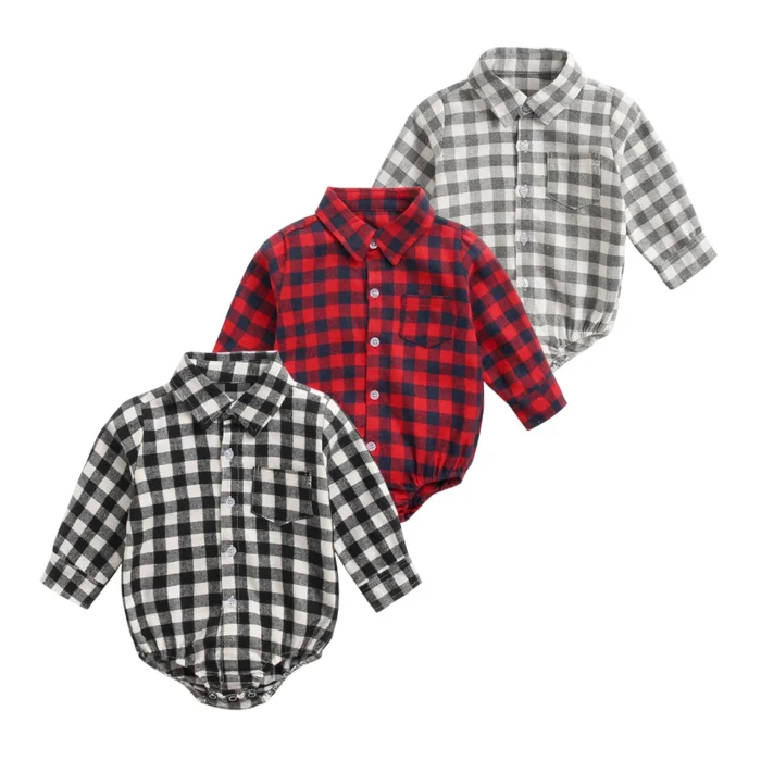 Plaid Cotton Baby Boys Bodysuits Long Sleeve Baby Clothes Fashion Newborn Bodysuit for Boy