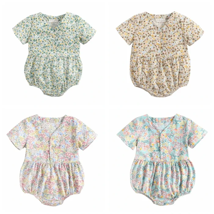 Sanlutoz Newborn Flowers Baby Girls Bodysuits Cotton Baby Bodysuit Short Sleeve Summer Infant Clothing Princess