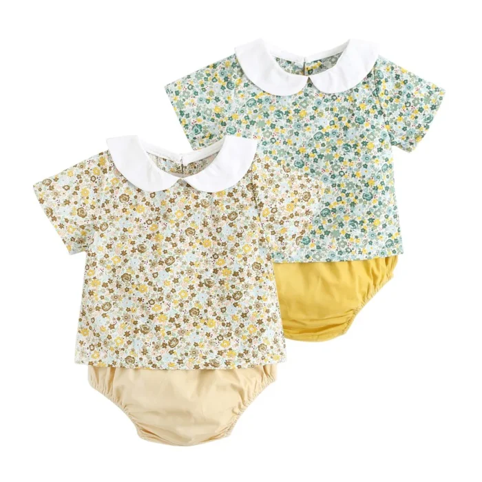 Floral Cotton Baby Girls Clothing Sets Cotton Short Sleeve Baby Clothes Newborn Outfits 2pcs