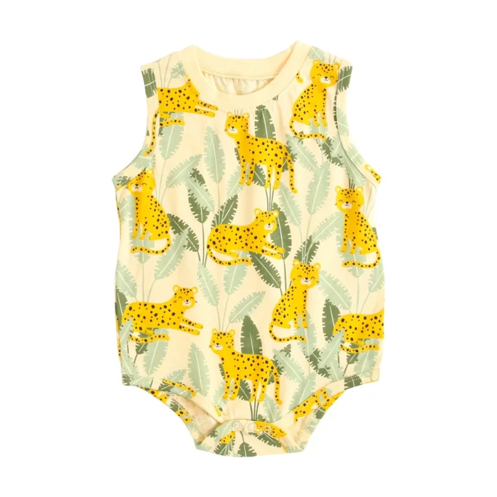Toddler Boys Summer Cotton Sleeveless Bodysuits Infants Boys Animal Clothes Casual