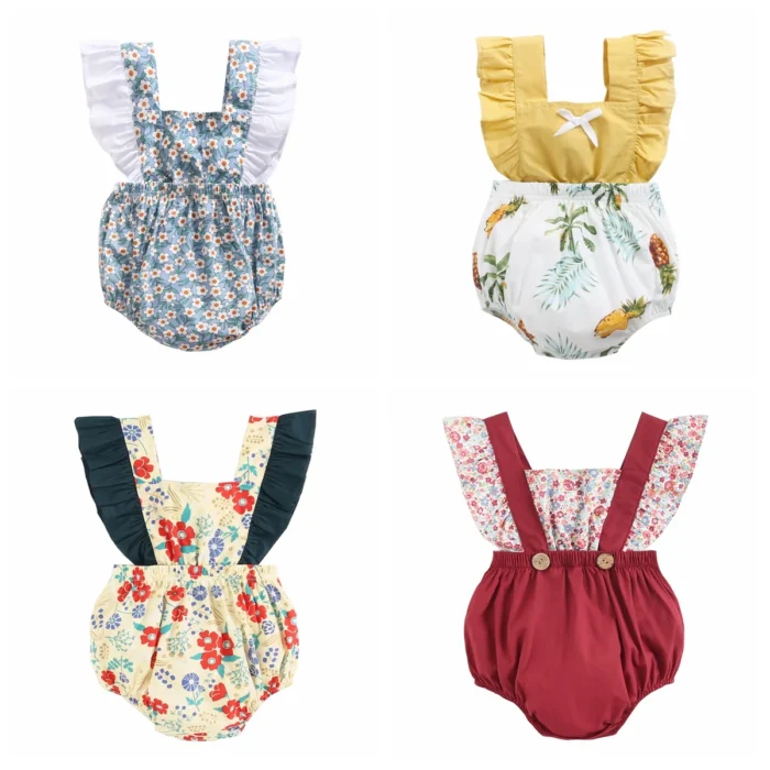 Sanlutoz Flowers Baby Girls Bodysuits Princess Summer Baby Clothes Cotton Newborn Bodysuit for Baby Girl