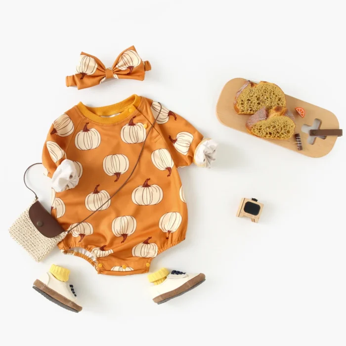 Halloween Long Sleeve Baby Bodysuits Autumn Infants Onesies Clothing Cute with Headband