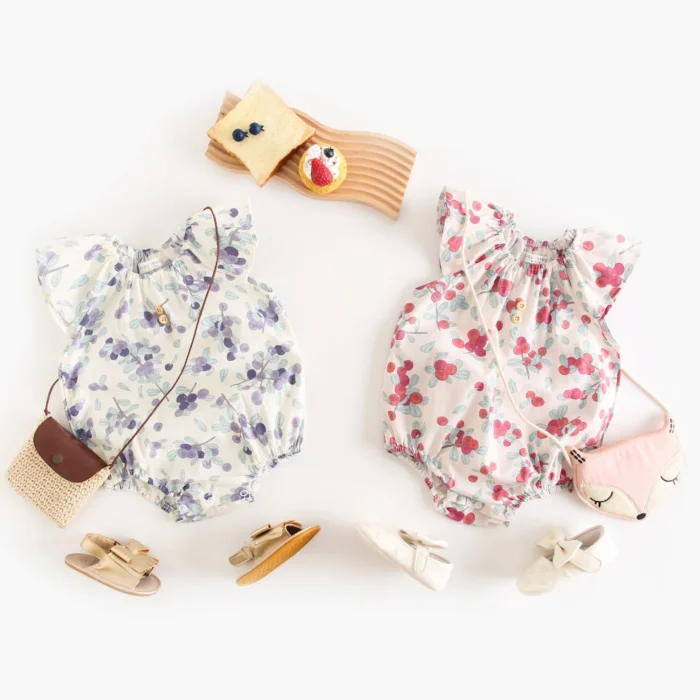 Cotton Cute Summer Baby Girls Bodysuits Clothing Floral Infants Onesies