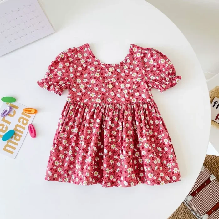 Summer Girls Dress Cute Floral Toddler Girls Dresses Cotton Baby Clothing Princess