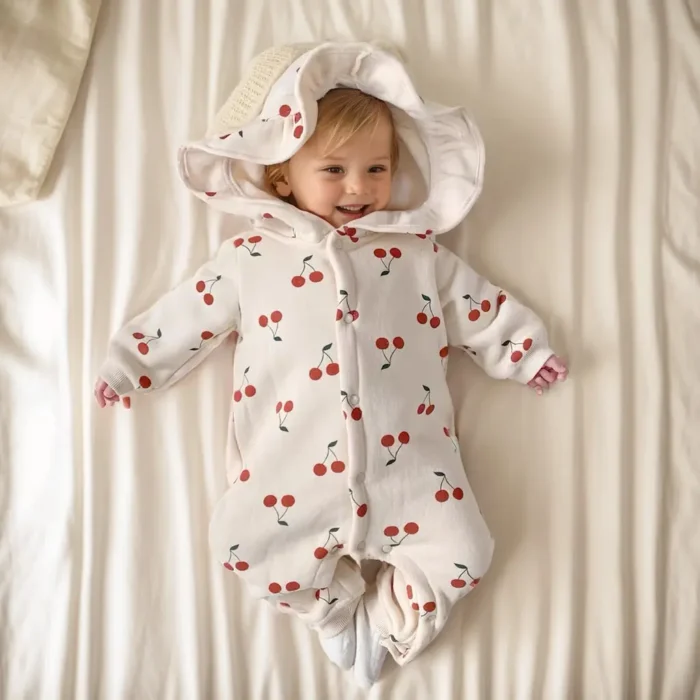 Winter Long Sleeve Infants Jumpsuits Hooded Baby Girls Rompers Cute