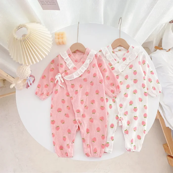 Autumn Long Sleeve Baby Girls Rompers Cute Printing Toddler Girls Clothing Jumpsuits Spring Casual