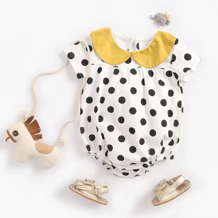 Cotton Summer Baby Girls Bodysuits Short Sleeve Infants Girls Clothing Sweet Polka Dot Fashion
