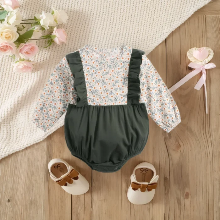 Baby Girls Autumn Spring Bodysuits Flower Cute Princess Infant Clothing Long Sleeve