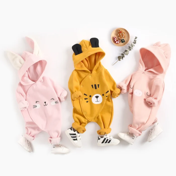 Sanlutoz Winter Baby Boys Girls Rompers Cotton Warm Cute Animal Newborn Clothing Casual Hooded