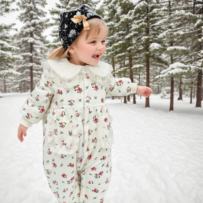 Sanlutoz Floral Baby Girls Rompers Long Sleeve Winter Warm Infants Girls Jumpsuits Clothing
