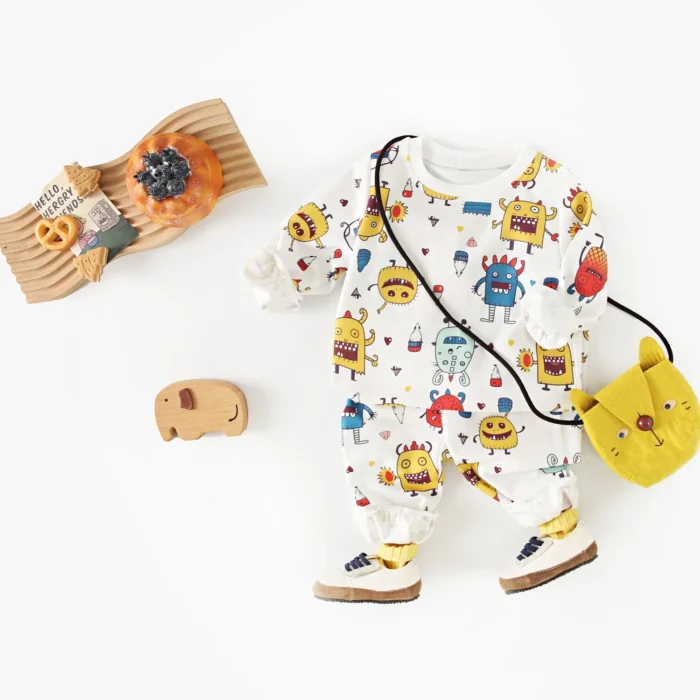 Halloween Baby Little Kids Clothing Sets Long Sleeve Tops + Long Pants Monsters 2Pcs