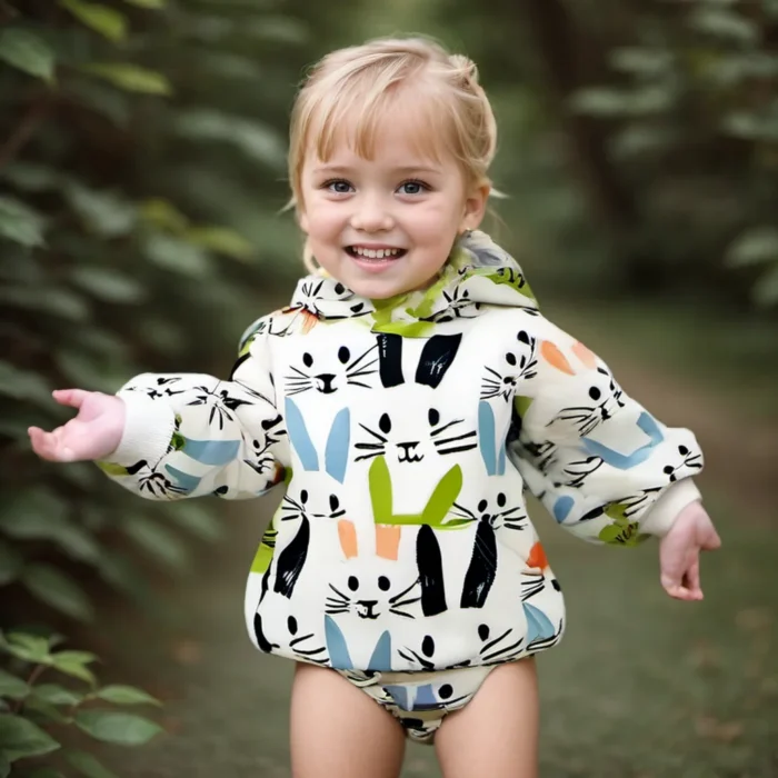 Long Sleeve Cute Bunny Infants Bodysuits Winter Warm Cute Baby Clothing Onesies Hooded