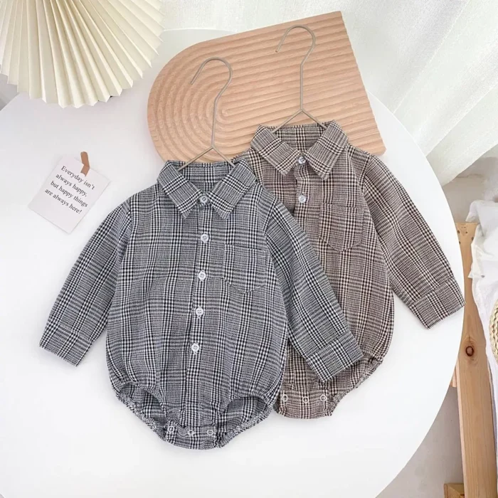 Autumn Long Sleeve Baby Boys Bodysuits Plaid Gentle Toddler boys Clothing Onesies Casual