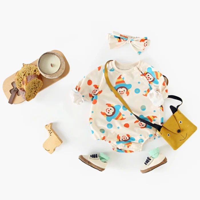 Baby Bodysuits Long Sleeve Autumn Infants Onesies Clothing with Headband Cute Animal