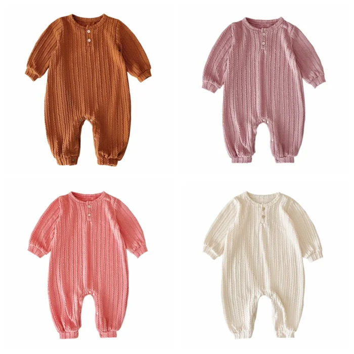Baby Boys Girls Rompers Solid Soft Warm Winter Infants Clothing Jumpsuits Unisex Knitting Thick Line Sweater