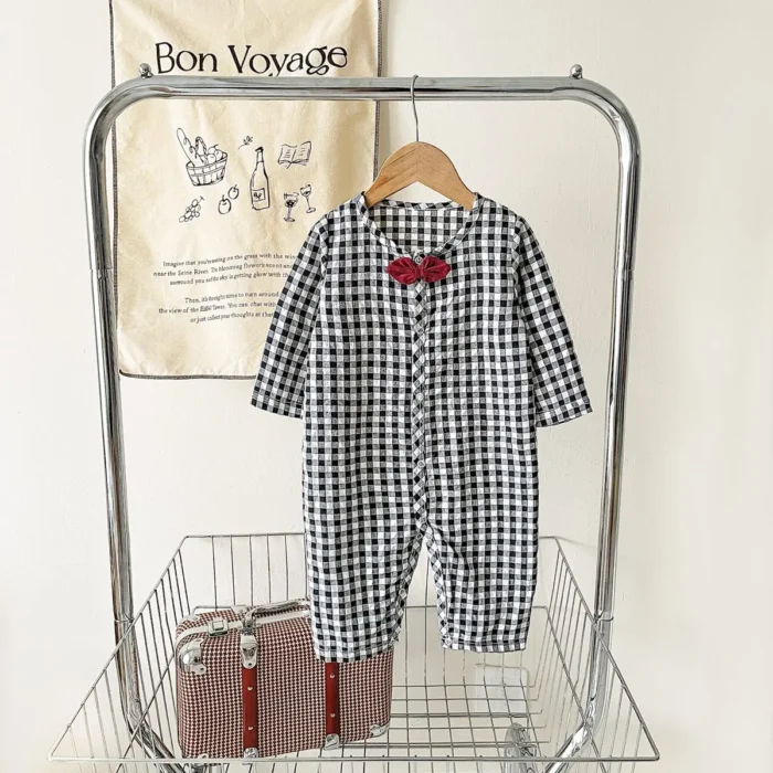 Sanlutoz Toddler Boys Long Sleeve Rompers Cotton Plaid Autumn Baby Boys Clothing Gental Casual