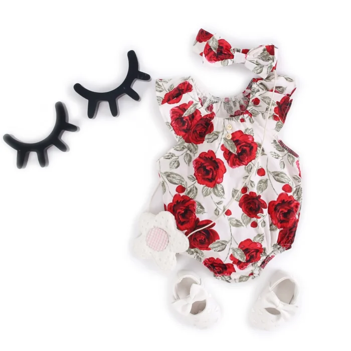 Floral Summer Baby Girls Bodysuits Cotton Toddler Onesies Clothing Fashion with Headband