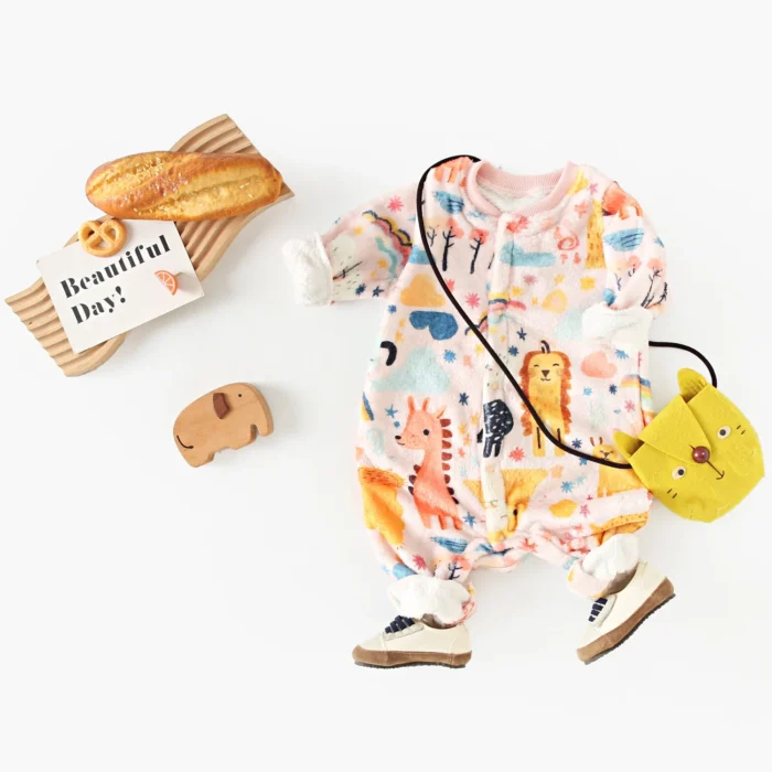 Sanlutoz Cute Animal Long Sleeve Winter Baby Jumpsuits Flannel Warm Toddler Rompers Clothing Cozy