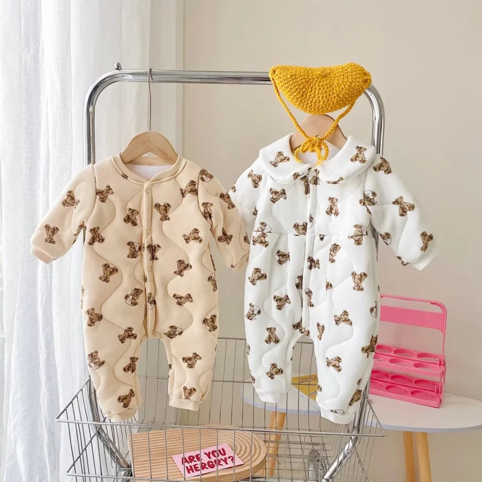 Sanlutoz Winter Warm Baby Rompers Long Sleeve Infants Clothing Jumpsuits Casual Cute Bear Printing