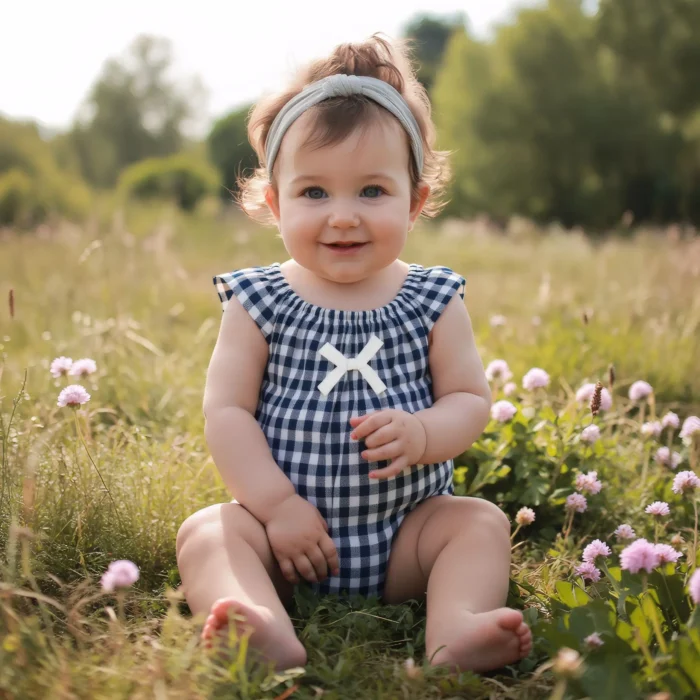 Sanlutoz Summer Plaid Baby Girl Bodysuit Newborn Baby Clothes Princess Infants Girls Bow Clothing