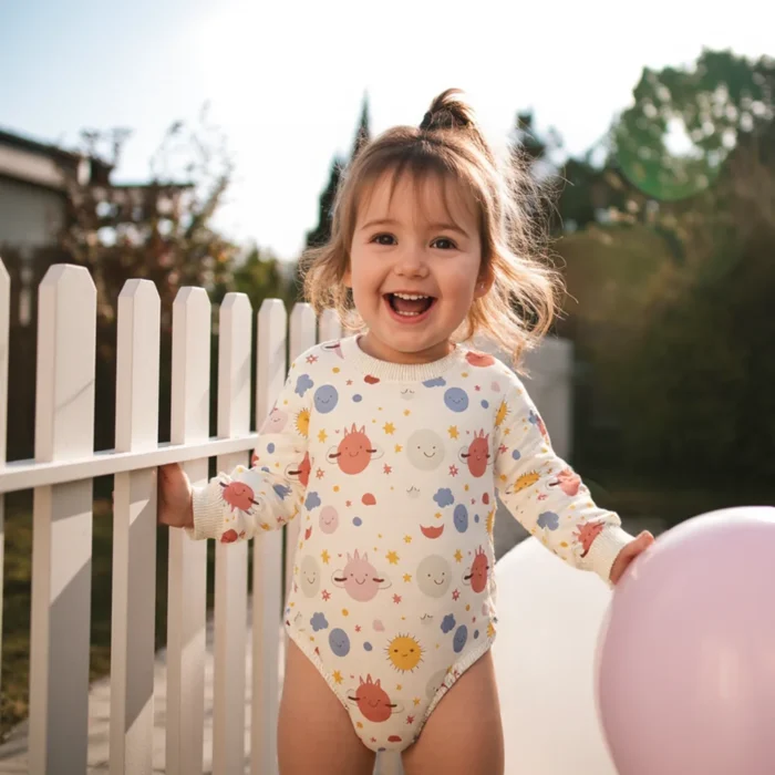 Sweet Long Sleeve Baby Girls Bodysuits Toddler Autumn Clothing Onesies with Headband