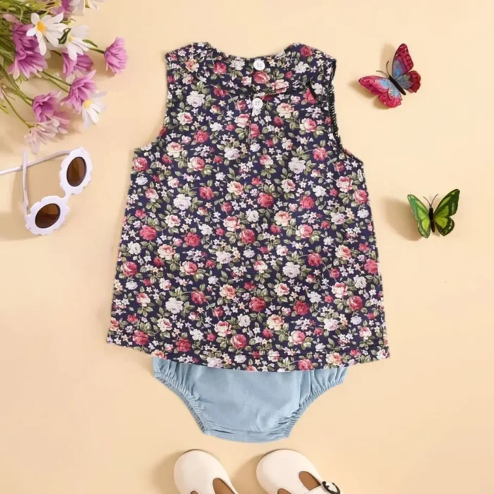 Sweet Baby Girls Clothing Sets Summer Cotton Baby Clothes Sets 2pcs Flower Princess