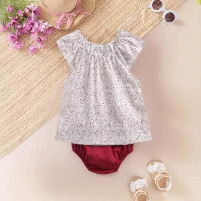Floral Summer Baby Clothing Sets Princess Cotton Tops + Shorts Fashion Cute Clothes