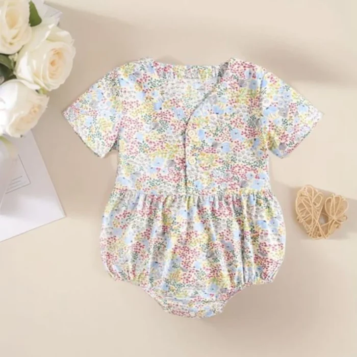 Sanlutoz Cotton Summer Baby Girls Bodysuits Short Sleeve Infants Clothing Floral